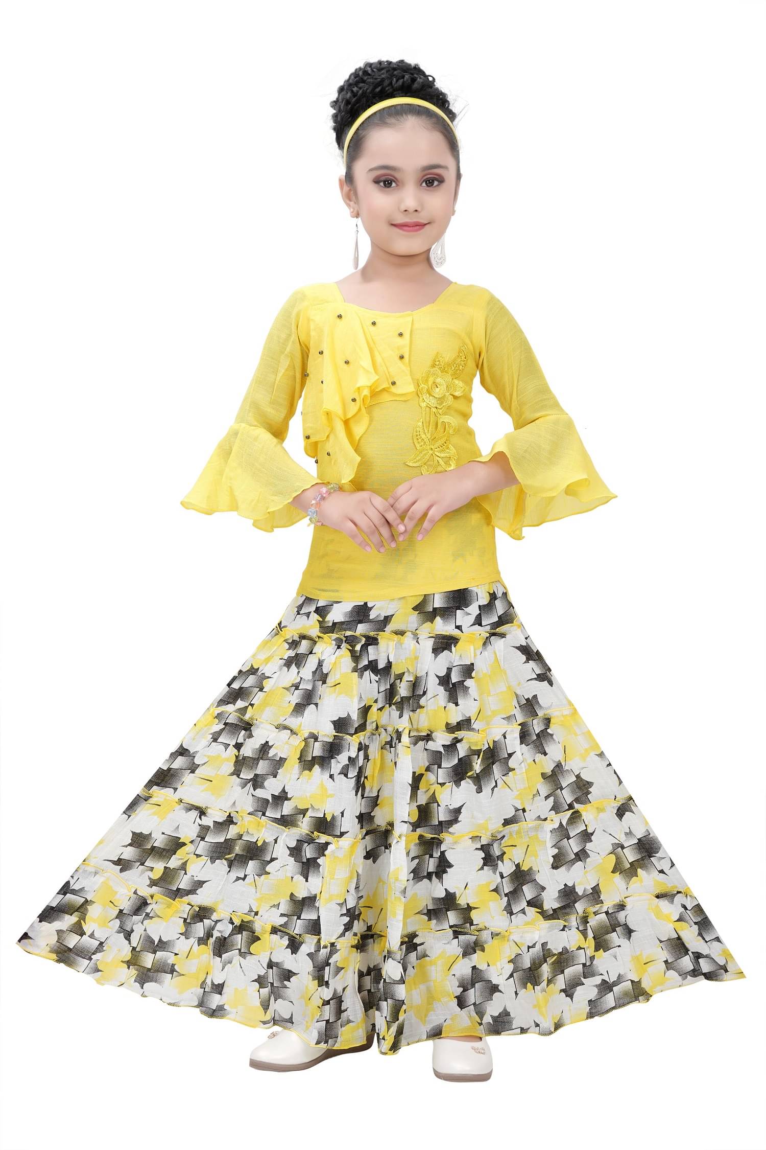     			Arshia Fashions Girls Faux Viscose ( Pack of 1 , Yellow )