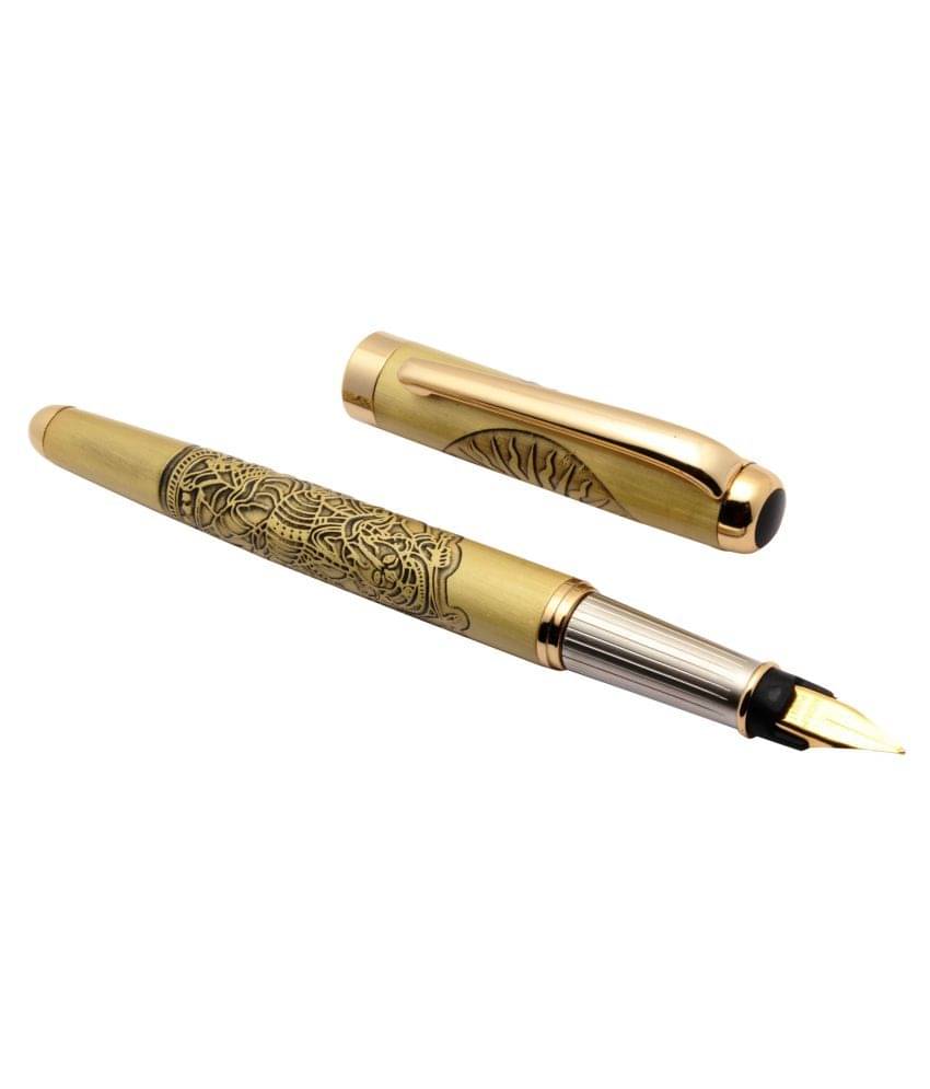     			Dancing Lord Ganesh Special Edition Fountain Pen Spiritual Pen Brushed Gold Antique Look