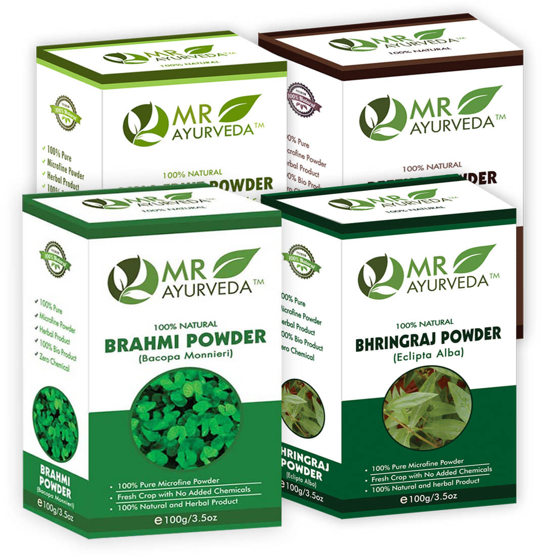     			MR Ayurveda 100% Pure Brahmi, Bhringraj, Amla & Reetha Powder Hair Scalp Treatment 400 g Pack of 4