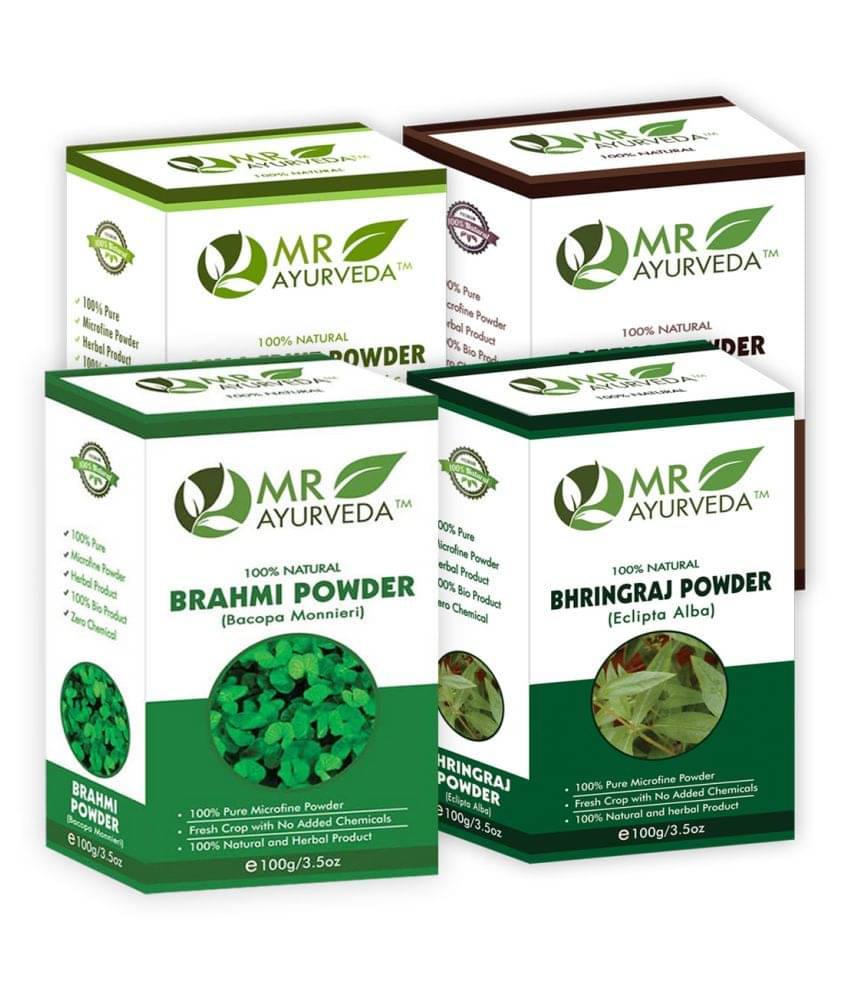    			MR Ayurveda 100% Herbal Brahmi, Bhringraj, Amla & Reetha Powder Hair Scalp Treatment 400 g Pack of 4