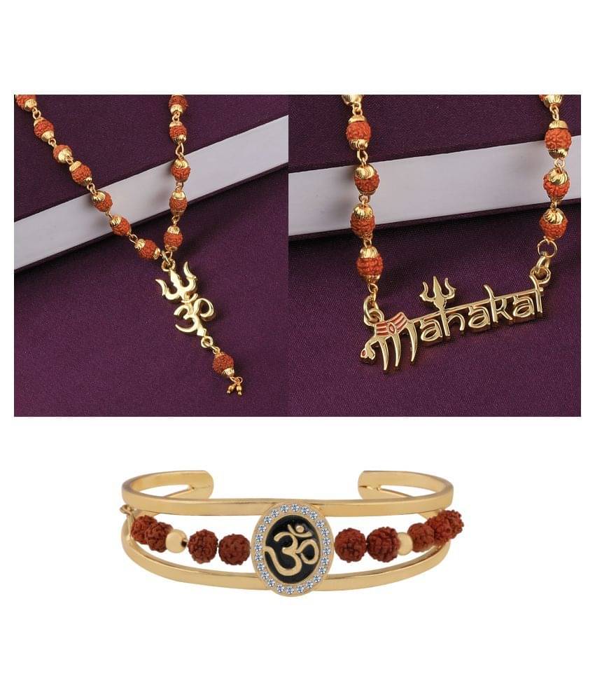SILVER SHINE Gold Plated Traditional Combo Rudraksh Mala Pendant for Men and Women-set 3 SILVER SHINE Gold Plated Traditional Combo Rudraksh Mala Pendant for Men and Women-set 3