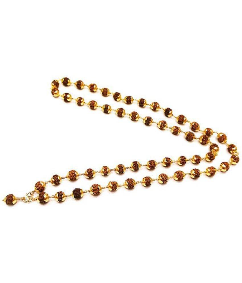     			NITIN ART  Rudraksha Gold Plated Cap Mala (50+1) Bead