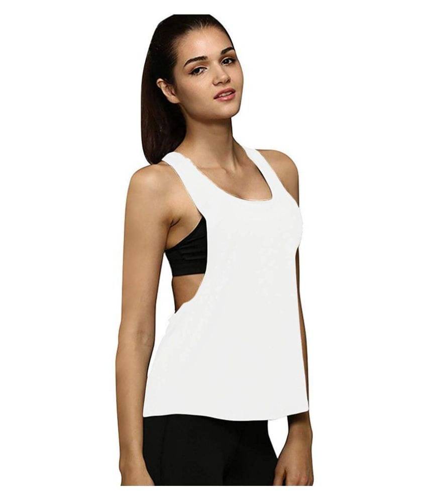 THE BLAZZE Cotton Tank Tops - White     			THE BLAZZE Cotton Tank Tops - White