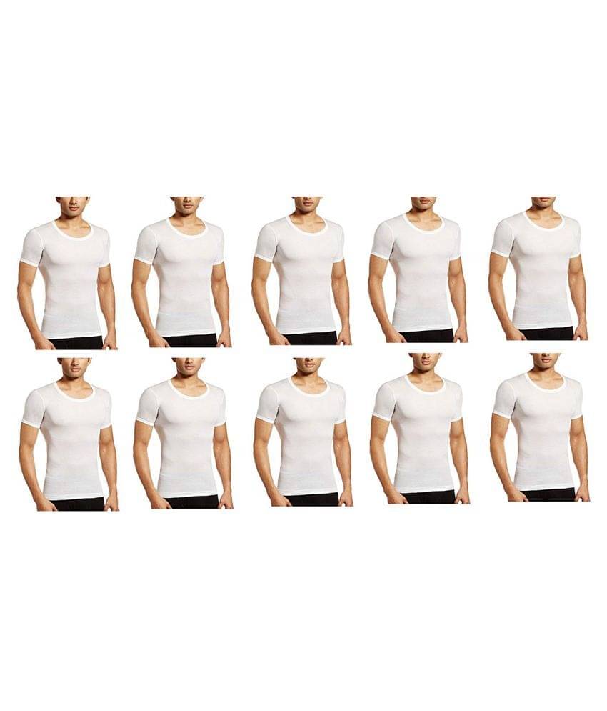 D1 DIFFERENT ONE White Half Sleeve Vests Pack of 10 D1 DIFFERENT ONE White Half Sleeve Vests Pack of 10