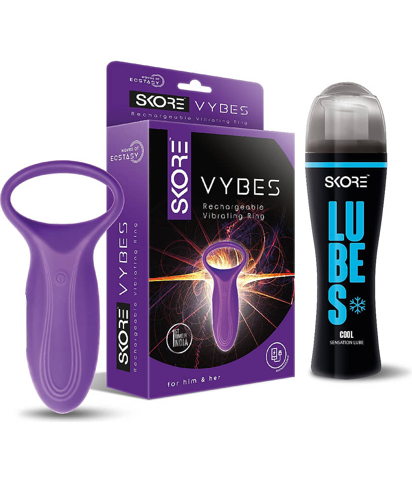 Skore Vybes Vibration Ring for Him & Her (Rechargeable) and Skore Cool Lube 50 ml Skore Vybes Vibration Ring for Him & Her (Rechargeable) and Skore Cool Lube 50 ml