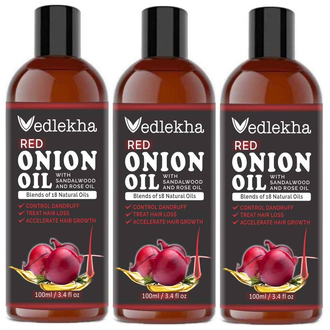 Vedlekha Red ONION Oil For Hair Growth & Anti Dandruff 300 mL Vedlekha Red ONION Oil For Hair Growth & Anti Dandruff 300 mL