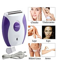 P 2in1 Waterproof Chargeable Hair Remover Trimmer Painless Epilators Foil Shaver ( Violet )
