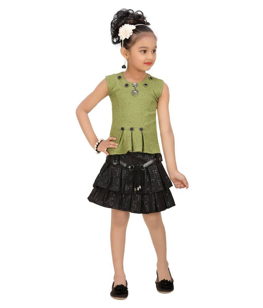     			Arshia Fashions Pack of 1 Girls Cotton Blend Top With Skirt ( Green )