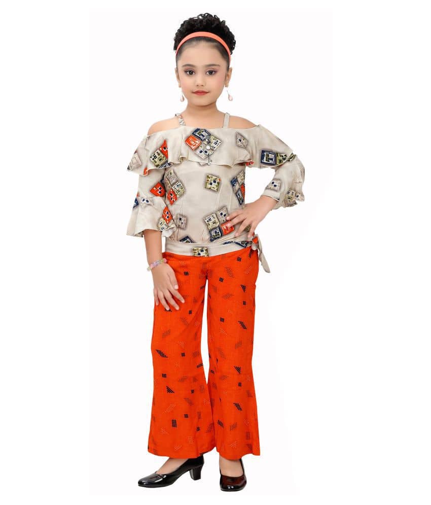 Arshia Fashions Girls Cotton Blend ( Pack of 1 , Orange )