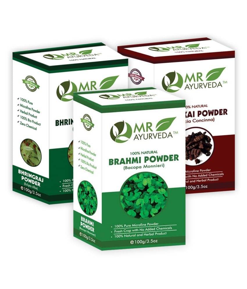 MR Ayurveda 100% Organic Brahmi Powder, Bhringraj & Shikakai Powder Hair Scalp Treatment 300 g Pack of 3 MR Ayurveda 100% Organic Brahmi Powder, Bhringraj & Shikakai Powder Hair Scalp Treatment 300 g Pack of 3