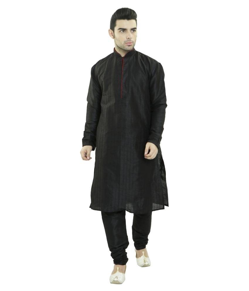     			SKAVIJ Black Silk Blend Kurta Pyjama Set