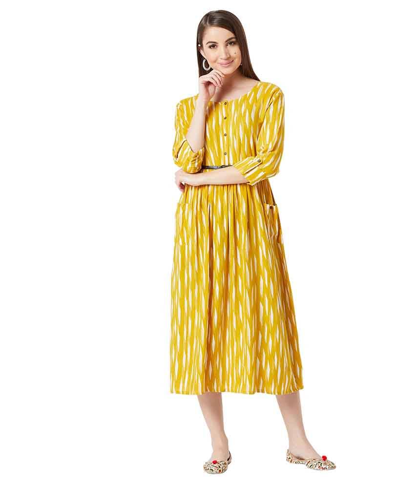     			Miss Chase Women Rayon Fit & Flare Dress ( Yellow )