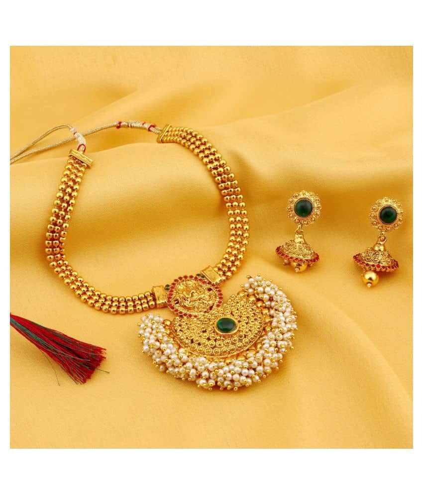 Sukkhi Alloy Brown Traditional Necklaces Set Collar