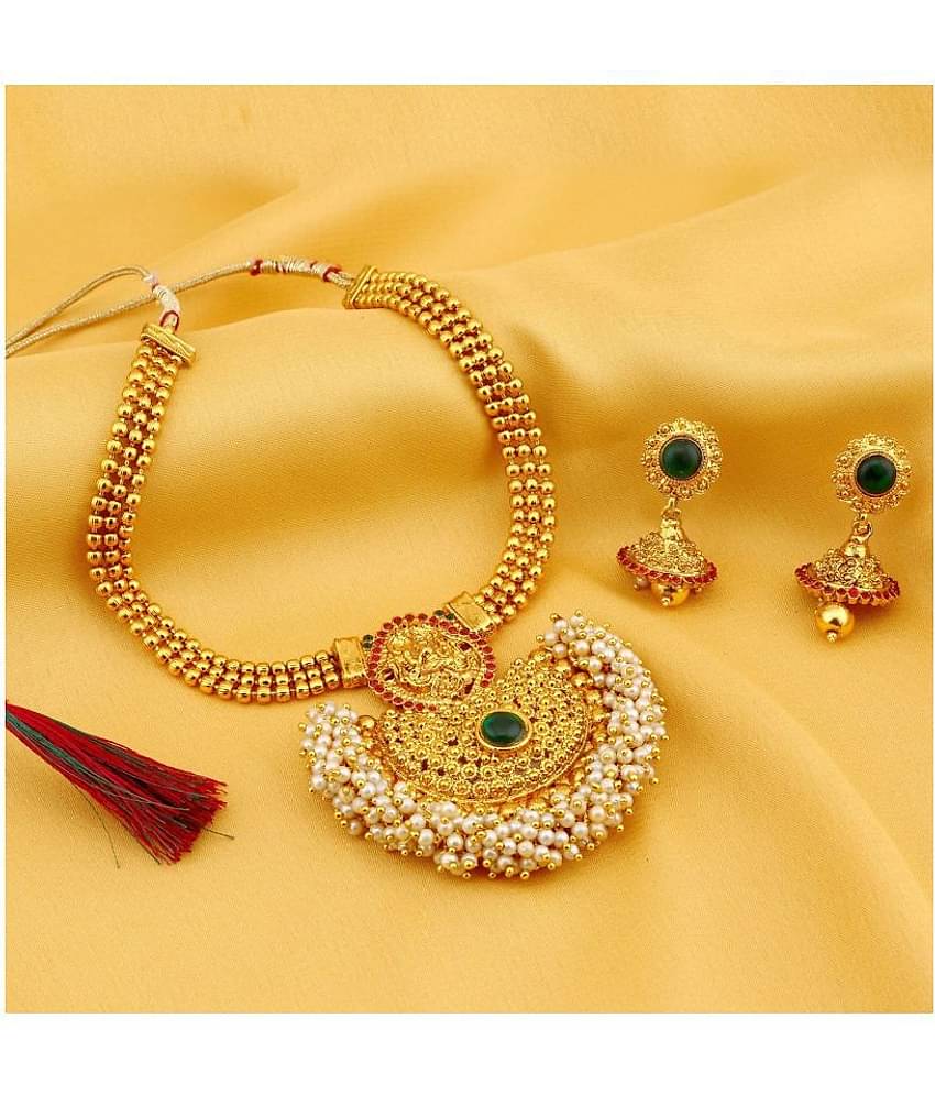 Sukkhi Alloy Brown Traditional Necklaces Set Collar