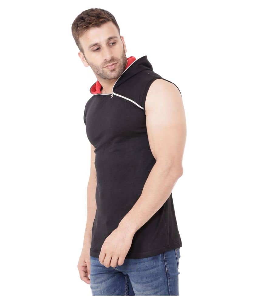 Tfurnish Cotton Blend Black Solids T-Shirt