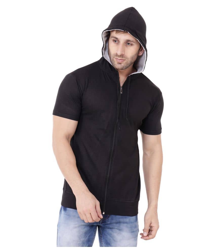 Tfurnish Cotton Blend Black Solids T-Shirt