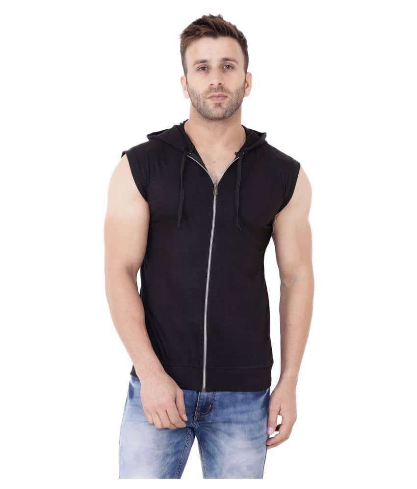 Tfurnish Cotton Blend Black Solids T-Shirt