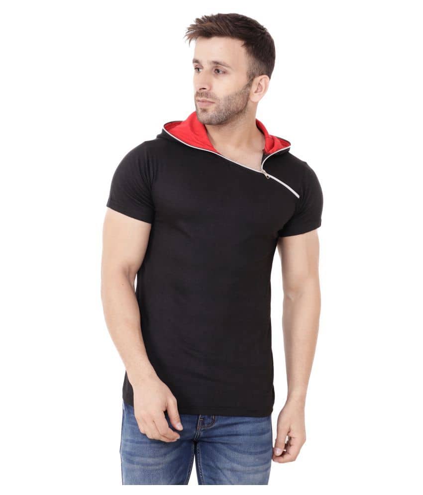 Tfurnish Cotton Blend Black Solids T-Shirt