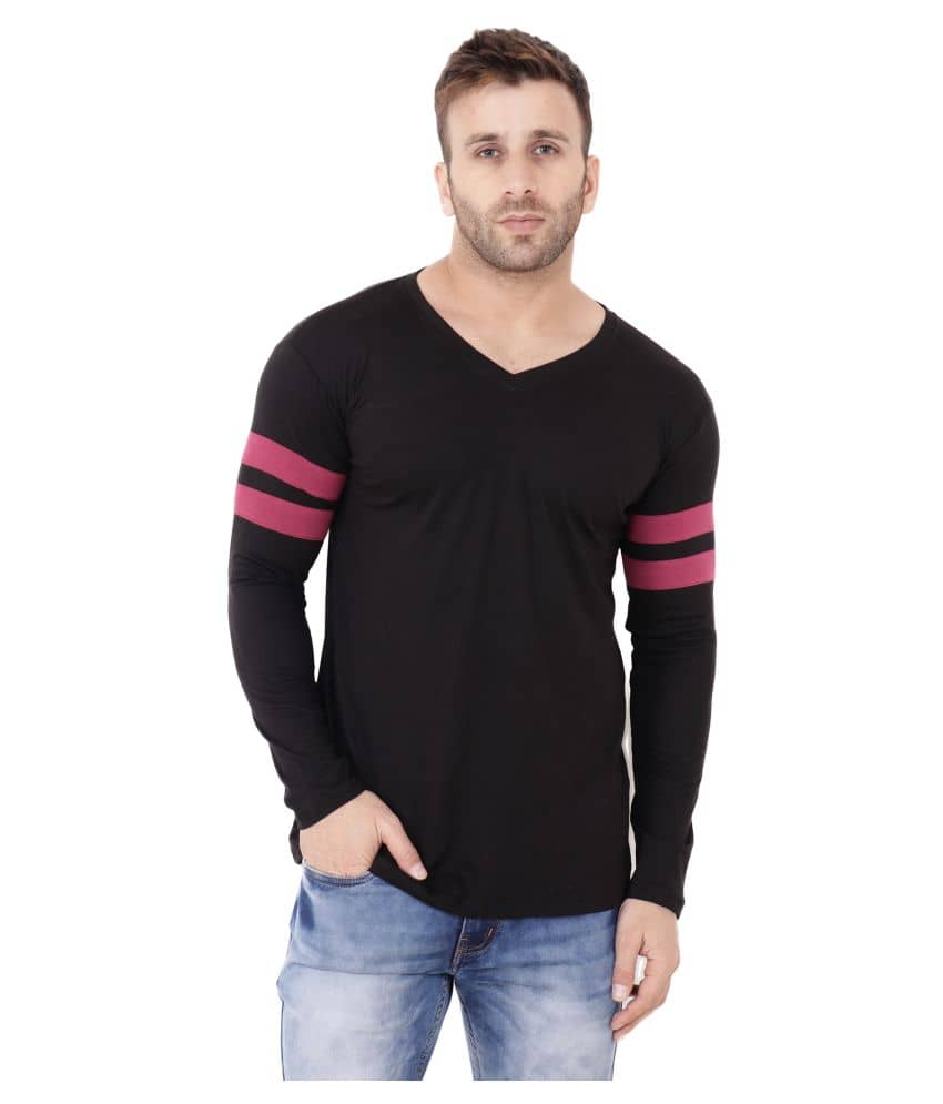 Tfurnish Cotton Blend Black Solids T-Shirt