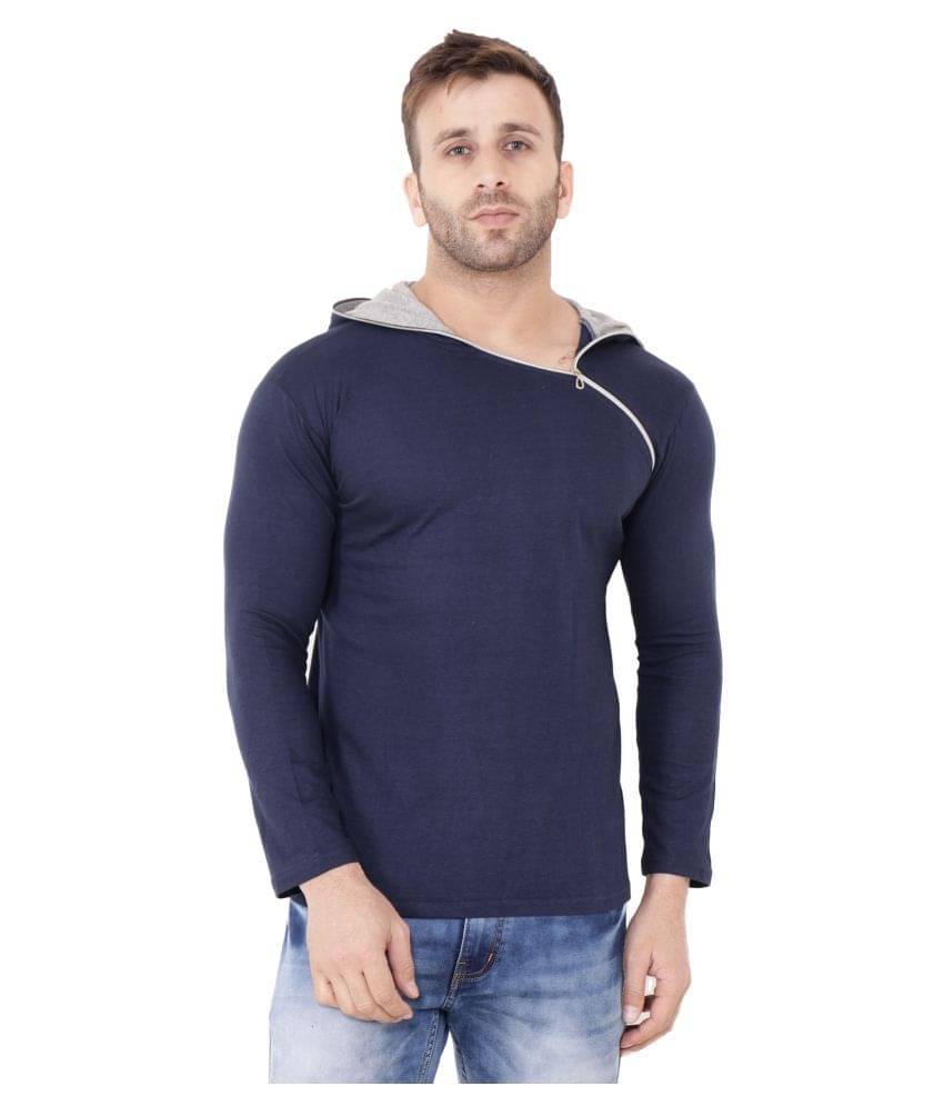     			Tfurnish Cotton Blend Blue Solids T-Shirt