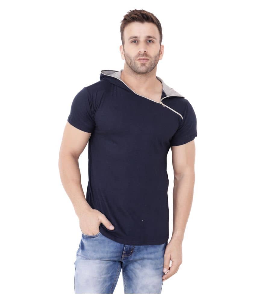 Tfurnish Cotton Blend Blue Solids T-Shirt