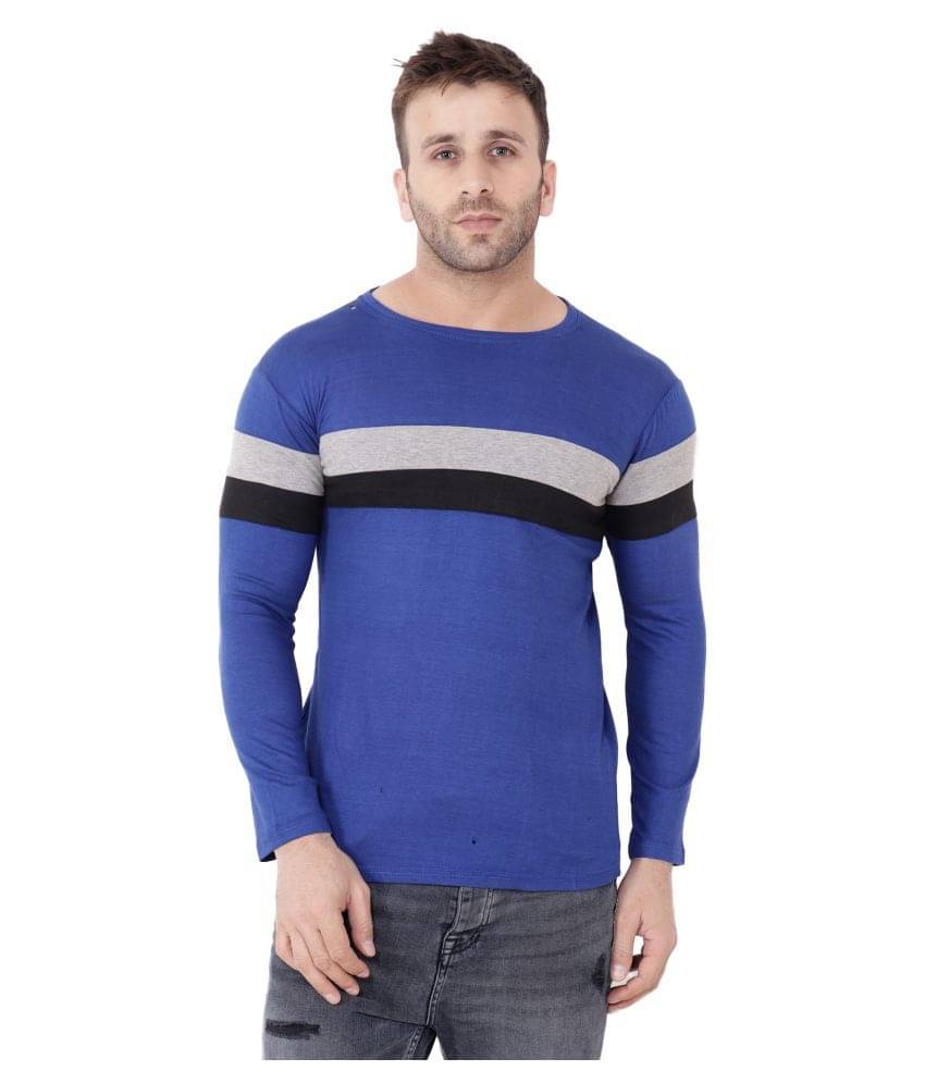     			Tfurnish Cotton Blend Blue Solids T-Shirt