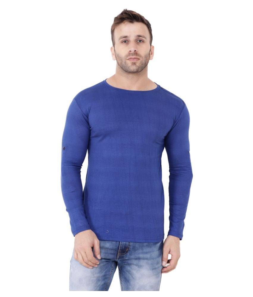 Tfurnish Cotton Blend Blue Solids T-Shirt     			Tfurnish Cotton Blend Blue Solids T-Shirt