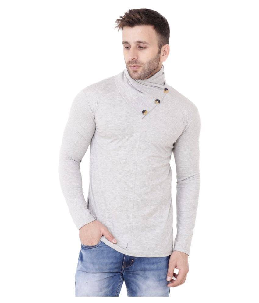 Tfurnish Cotton Blend Grey Solids T-Shirt Tfurnish Cotton Blend Grey Solids T-Shirt