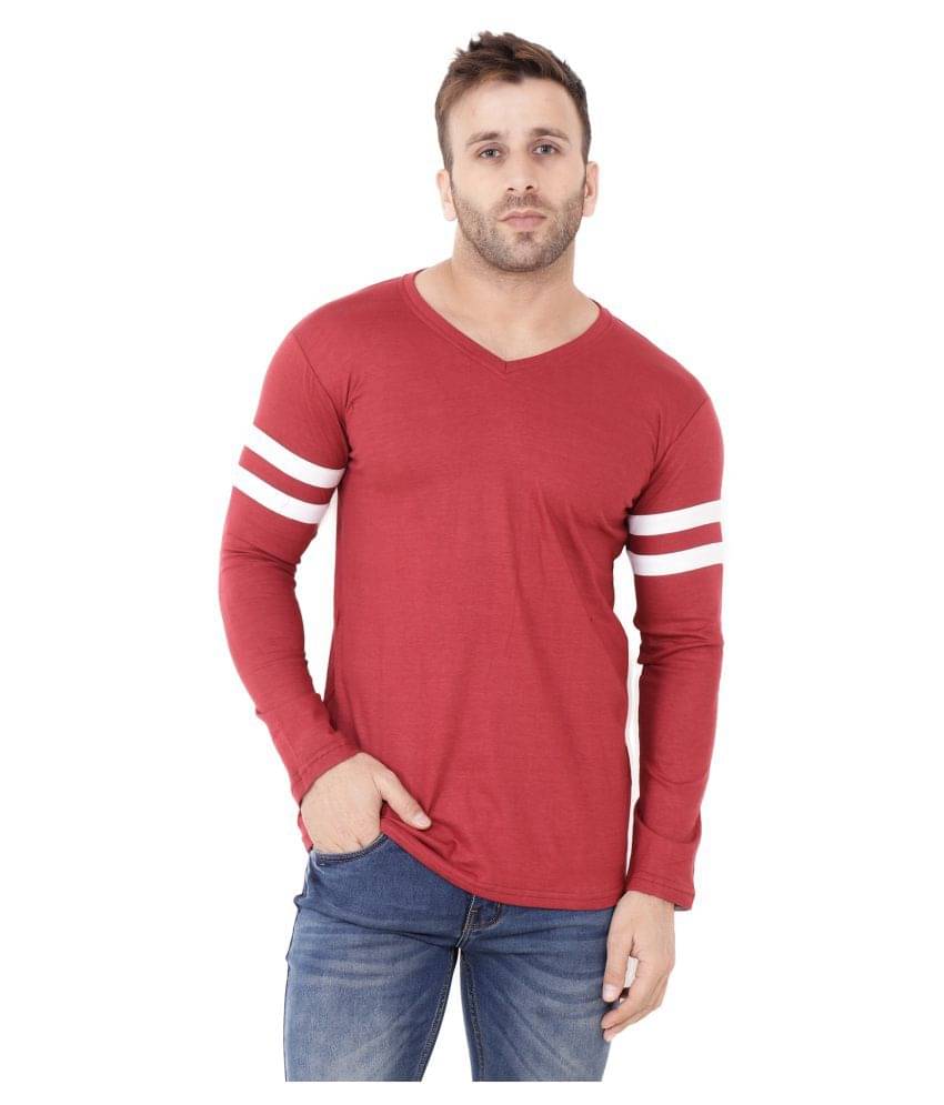     			Tfurnish Cotton Blend Maroon Solids T-Shirt