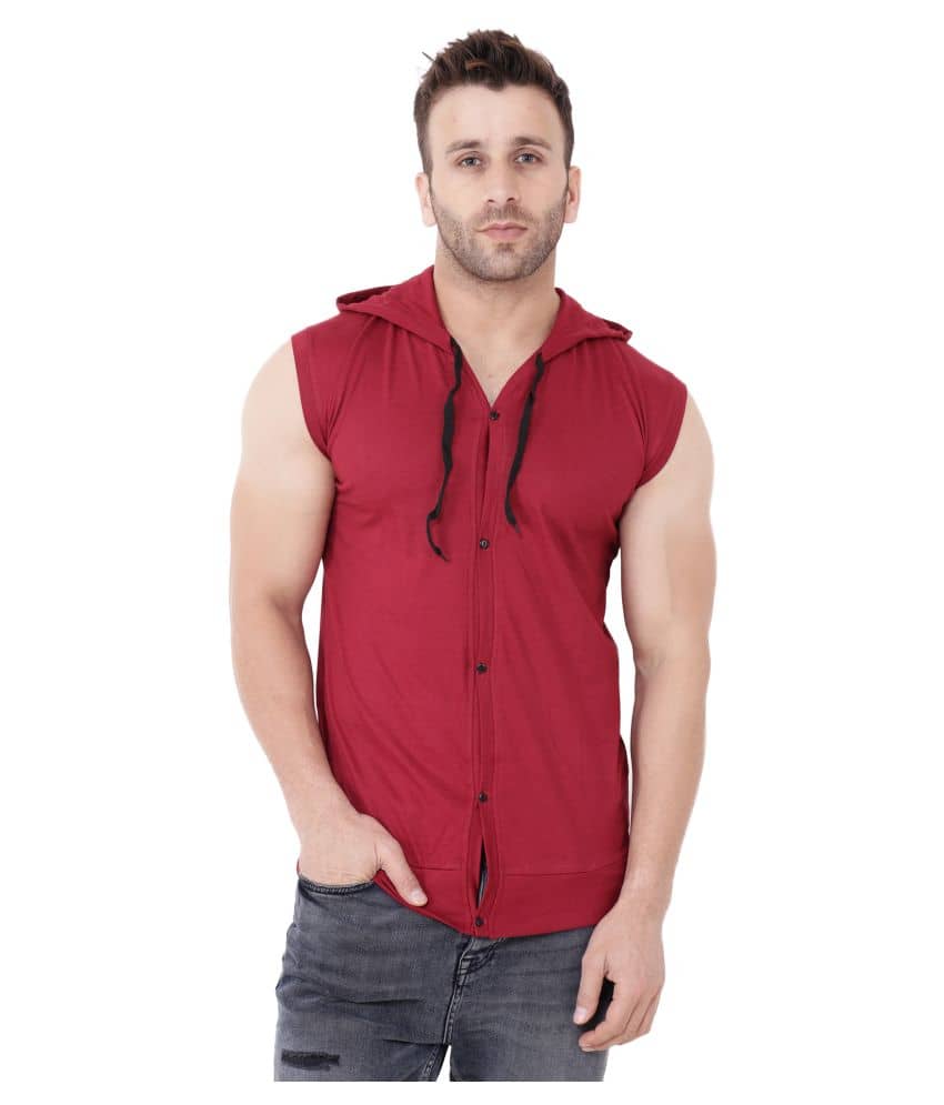 Tfurnish Cotton Blend Maroon Solids T-Shirt