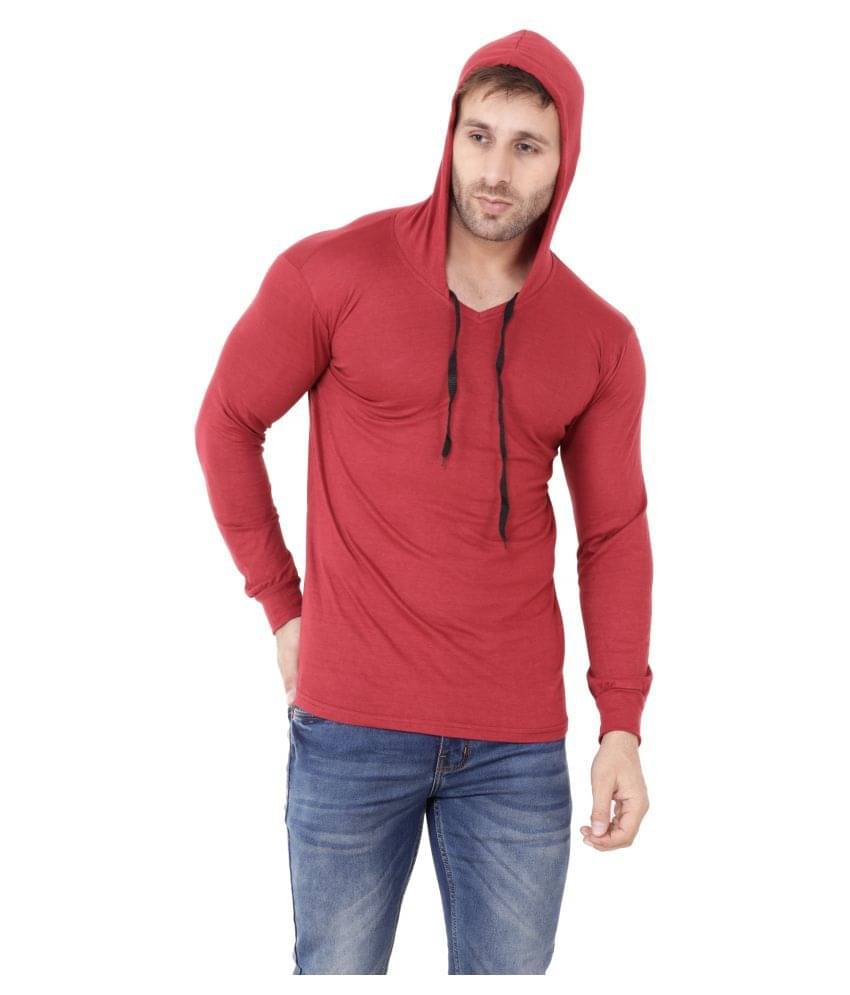     			Tfurnish Cotton Blend Maroon Solids T-Shirt