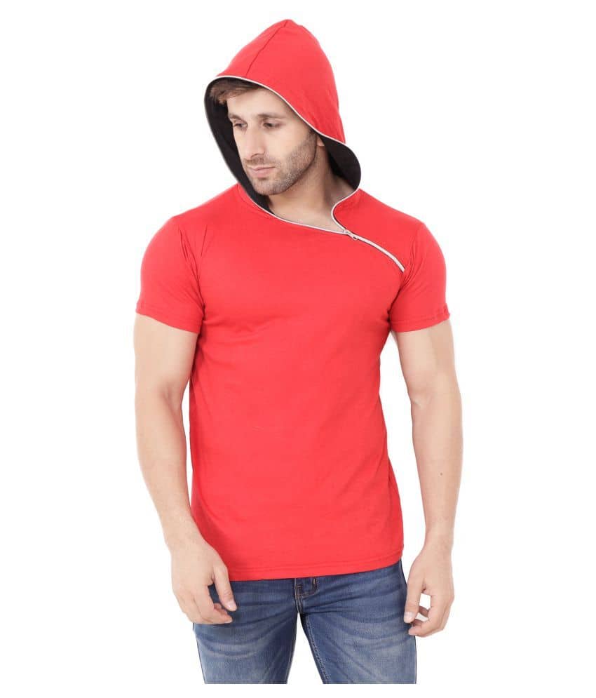 Tfurnish Cotton Blend Red Solids T-Shirt