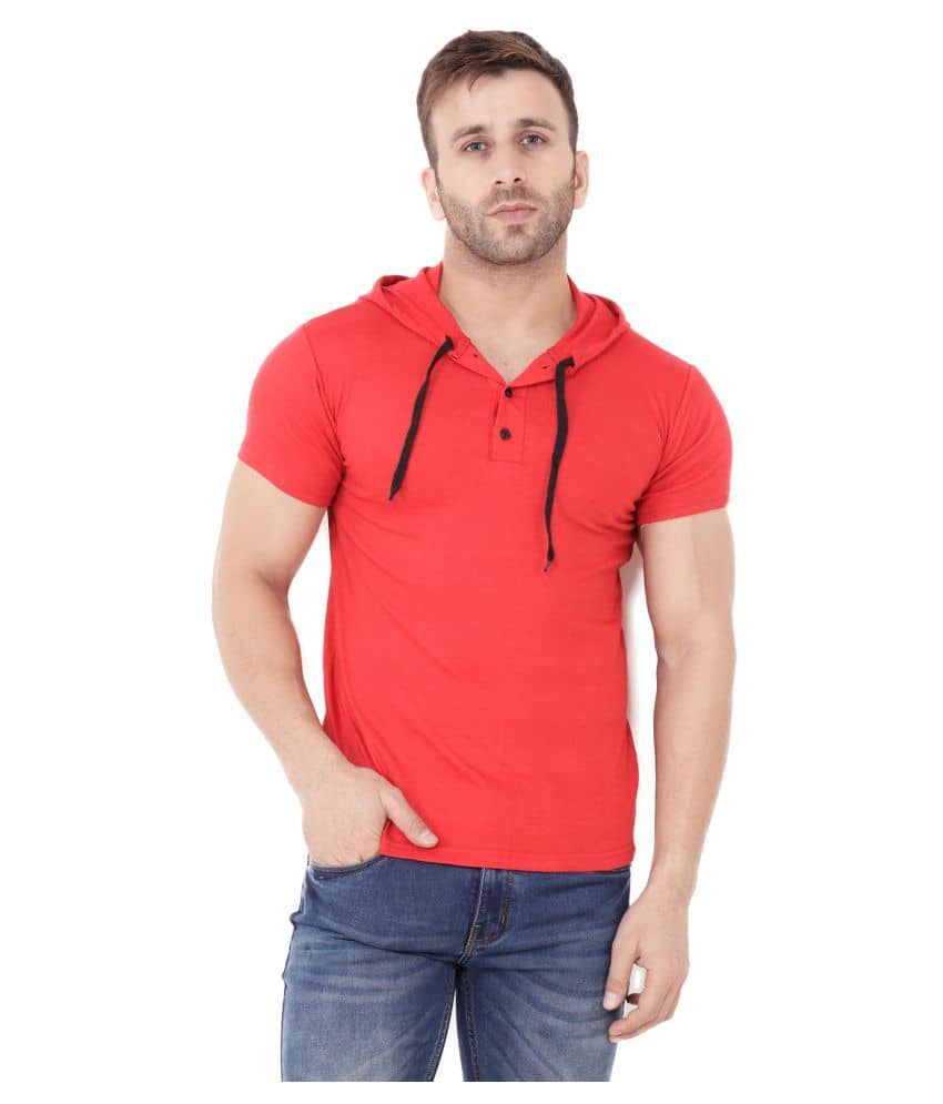 Tfurnish Cotton Blend Red Solids T-Shirt