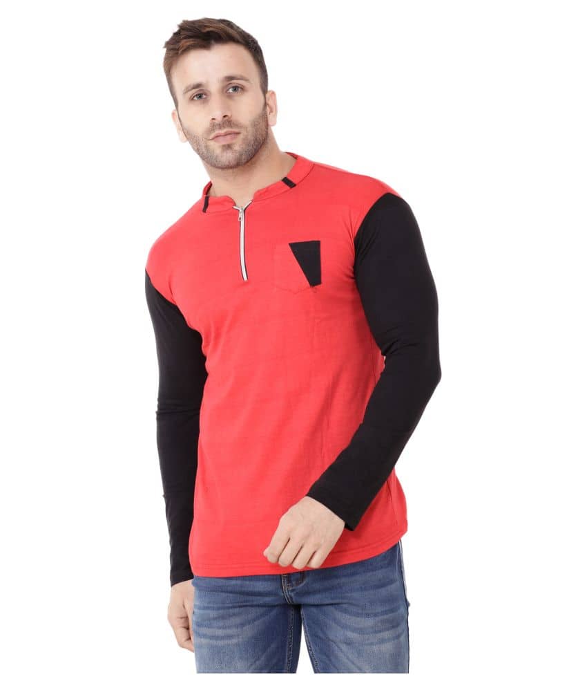 Tfurnish Cotton Blend Red Solids T-Shirt
