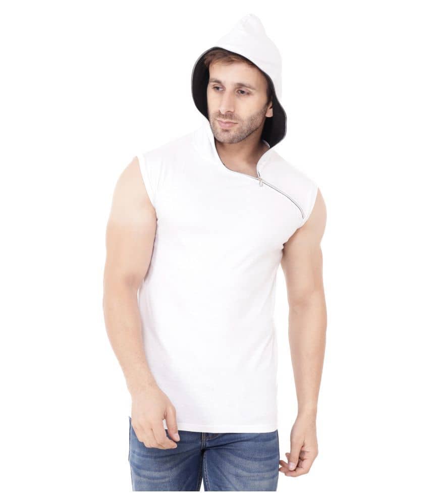 Tfurnish Cotton Blend White Solids T-Shirt