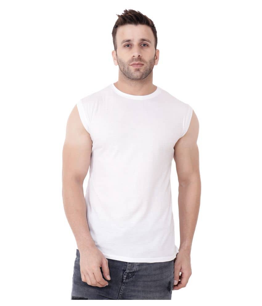 Tfurnish Cotton Blend White Solids T-Shirt