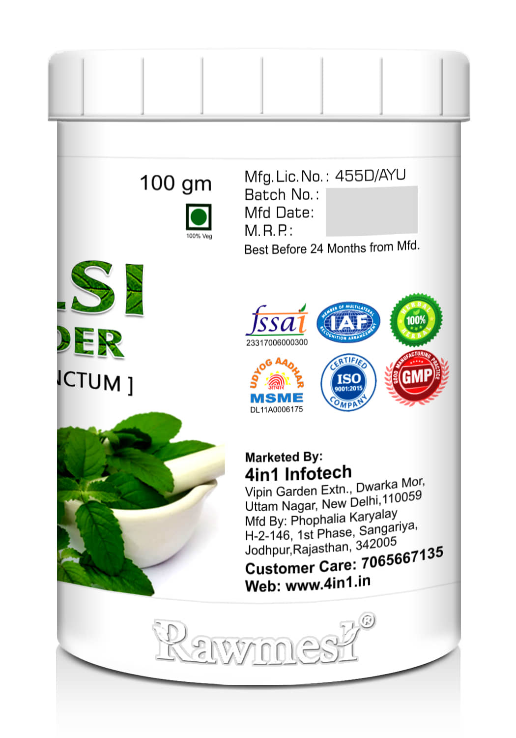 rawmest Tulsi Powder 300 gm Vitamins Powder
