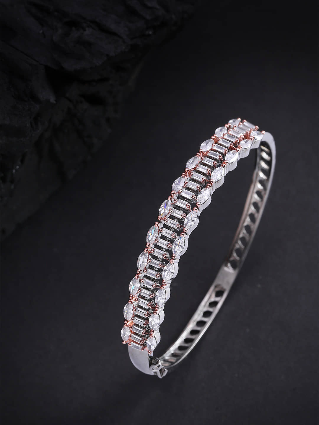 Priyaasi Beautiful American Diamond Rhodium-Plated Bracelet for Women - Bangles & Bracelets | Buy online on ZillyBuy
