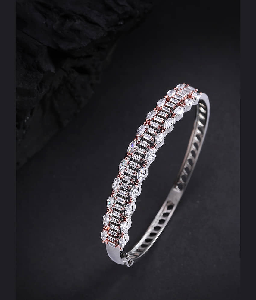 Priyaasi Beautiful American Diamond Rhodium-Plated Bracelet for Women - Bangles & Bracelets | Buy online on ZillyBuy