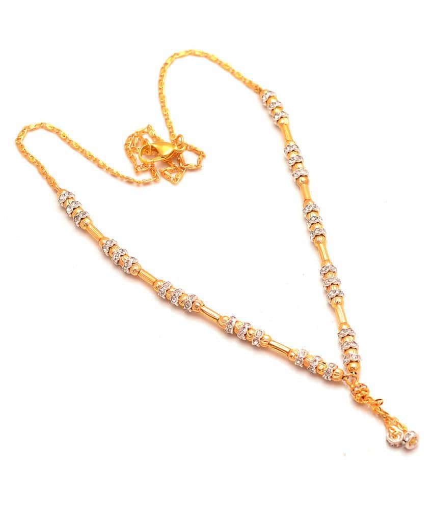 Jewar Mandi Brass Golden Princess Designer Gold Plated Necklace