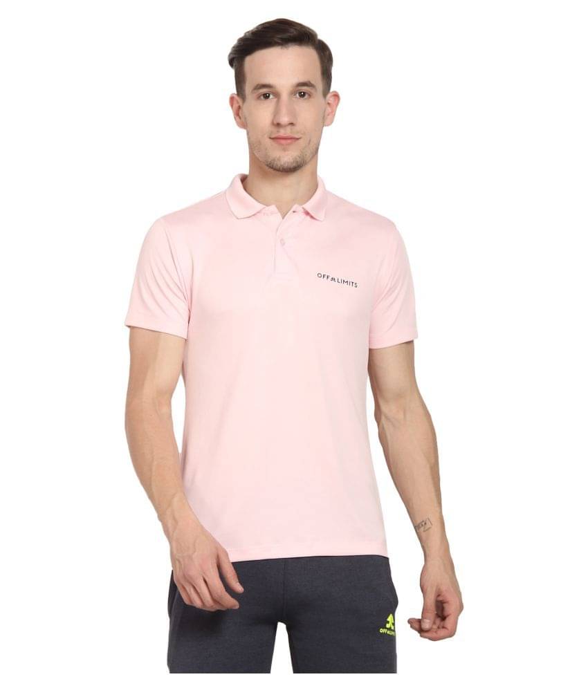     			OFF LIMITS Pink Polyester Polo T-Shirt