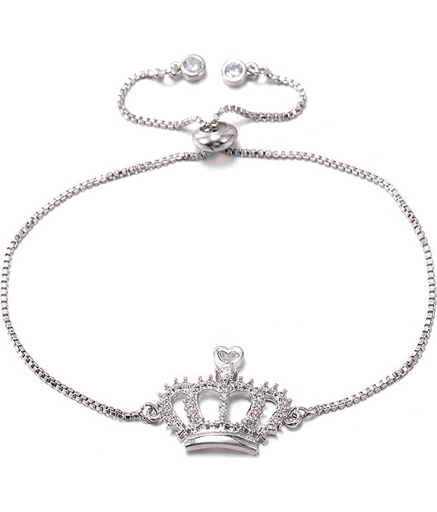 ZIVOM® Princess Crown Cubic Zirconia American Diamond Ball Slider Expandable Adjustable Tennis Bracelet Women Girls - Bangles & Bracelets | Buy online on ZillyBuy