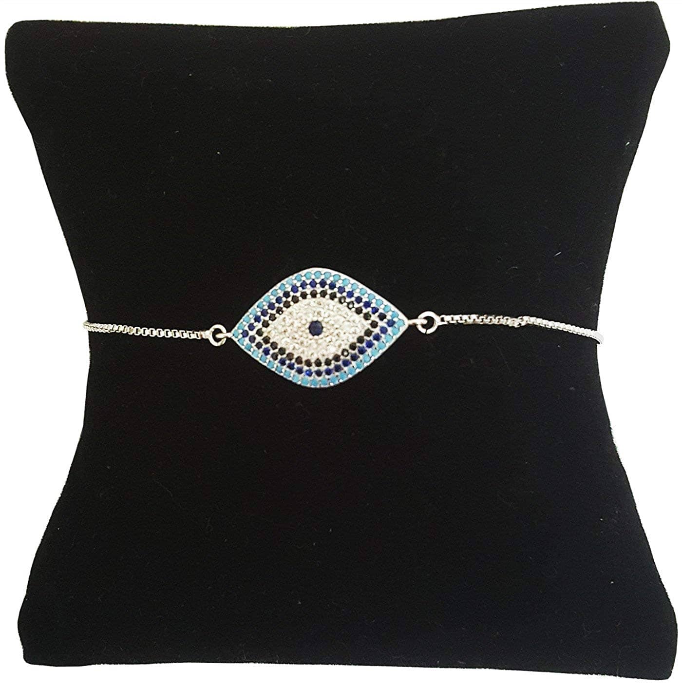 ZIVOM® Turkish Blue Evil Eye Good Luck Cubic Zirconia American Diamond Slider Expandable Adjustable Bracelet Women Girls - Bangles & Bracelets | Buy online on ZillyBuy