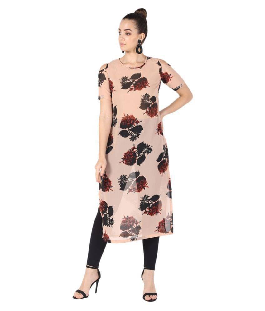     			NOWT-Aliquid - Pink Georgette Women's Straight Kurti ( Pack of 1 )