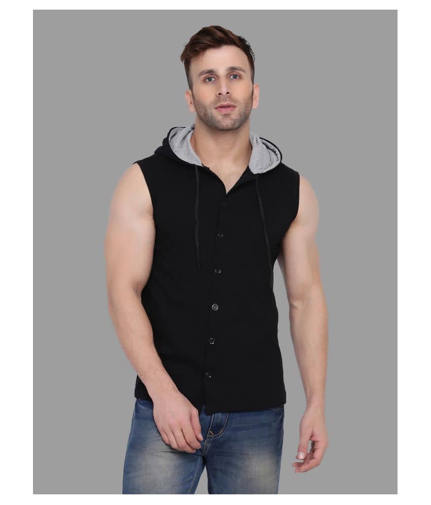 Tfurnish Cotton Blend Black Solids T-Shirt