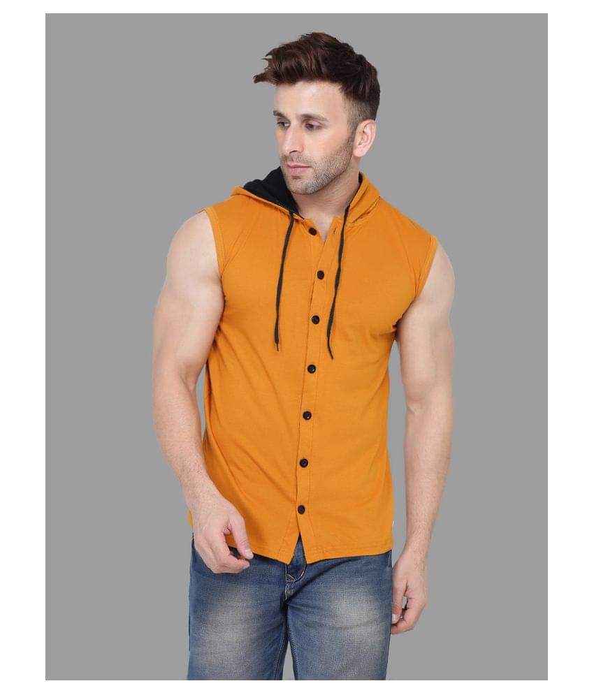     			Tfurnish Cotton Blend Gold Solids T-Shirt