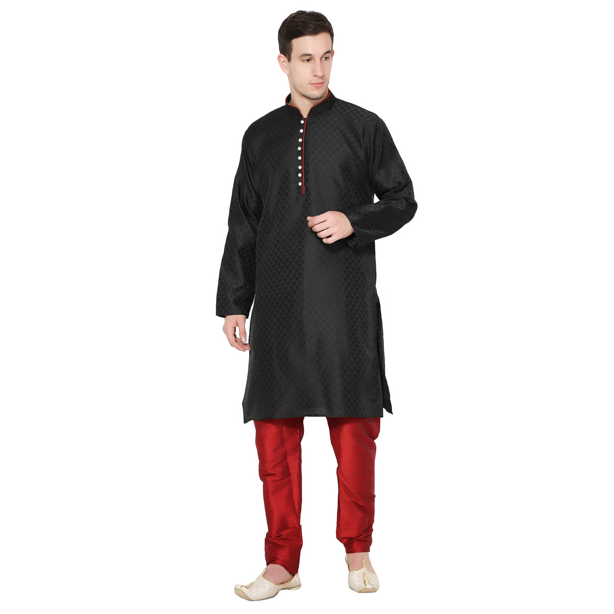 SKAVIJ Black Silk Blend Kurta Pyjama Set - Kurtas & Kurta Sets | Buy online on ZillyBuy