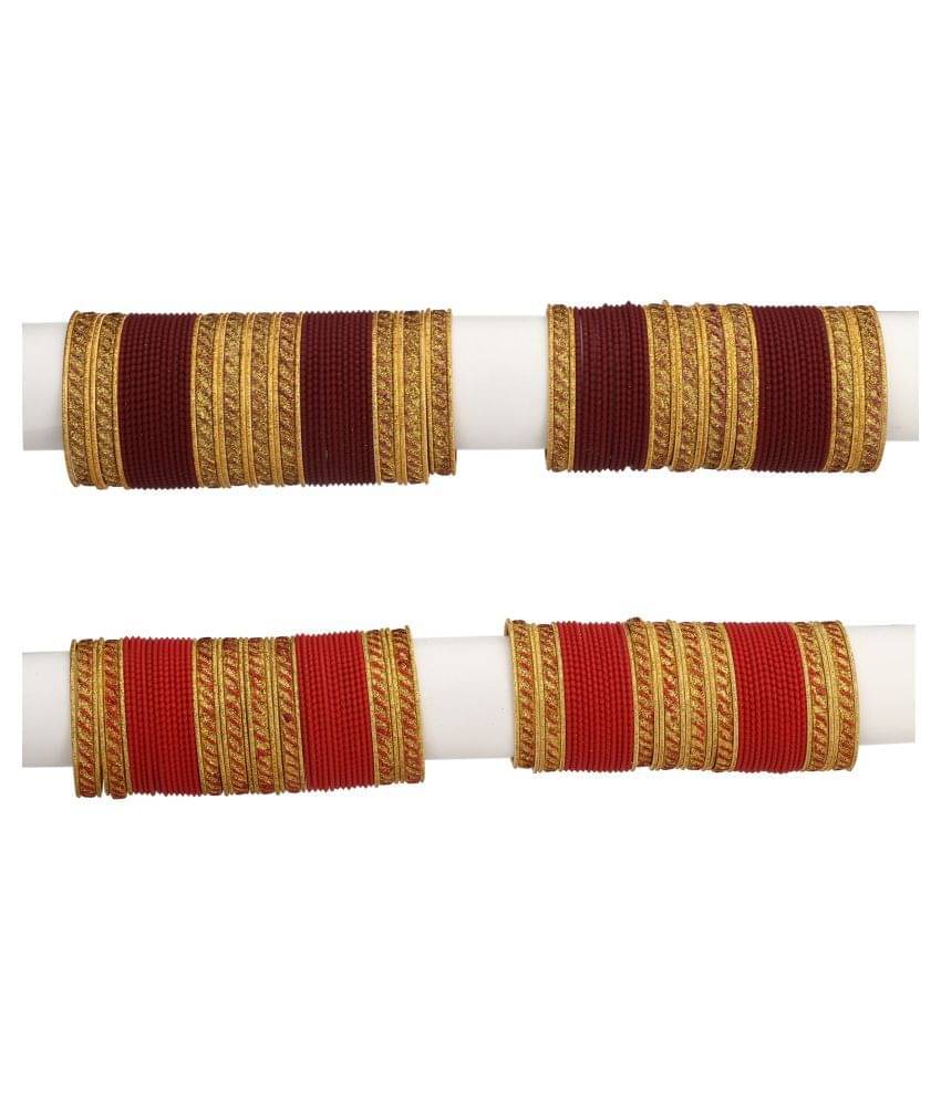 AFAST Designer Two Color Metal Bangle Set Of 96 Bangles Including 8 Kada & 16 Golden Bangles Round, Multicolor, Size-2.6 AFAST Designer Two Color Metal Bangle Set Of 96 Bangles Including 8 Kada & 16 Golden Bangles Round, Multicolor, Size-2.6