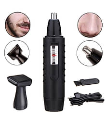 P 2in1 Men's Chargeable Waterproof Bread Mustache Hair Clipper Low Noise Shaver Ear Nose Trimmer ( With LED Light )
