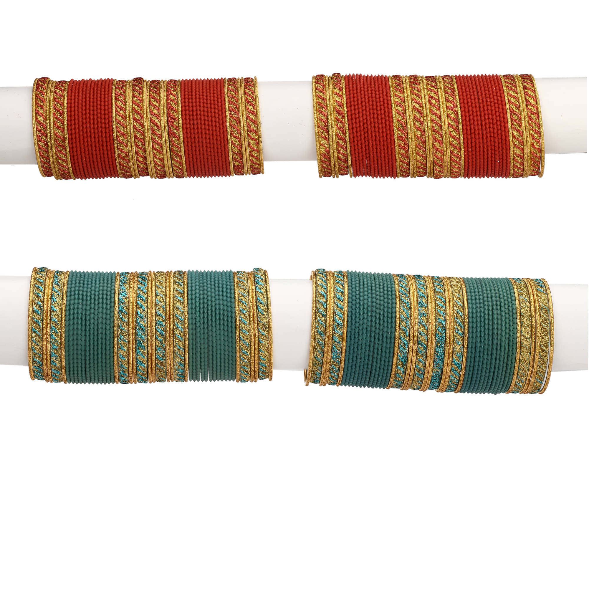 Somil Designer Two Color Metal Bangle Set Of 96 Bangles Including 8 Kada & 16 Golden Bangles Round, Multicolor, Size-2.4 Somil Designer Two Color Metal Bangle Set Of 96 Bangles Including 8 Kada & 16 Golden Bangles Round, Multicolor, Size-2.4